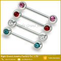 Gem de CZ dupla inox Sexo Gay mamilo Piercing